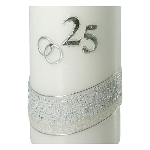 Silver anniversary candle, rings and 25 number, 175x70 mm 2