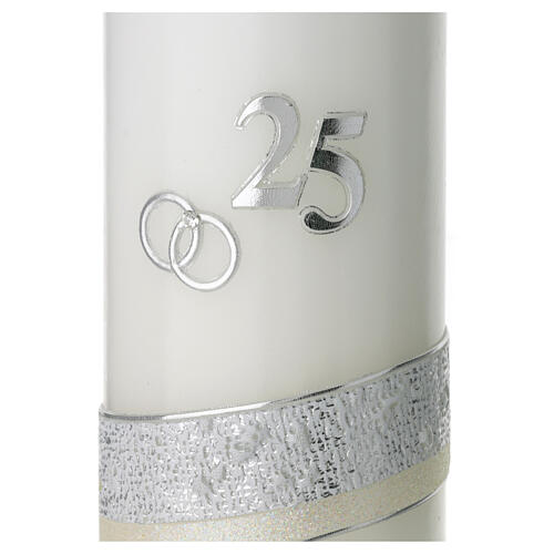 Bougie alliances argent 25 ans mariage 175x70 mm 2