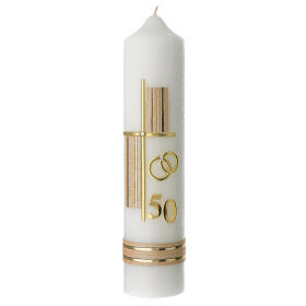 Kerze zur goldenen Hochzeit mit Kreuz, 265x60 mm