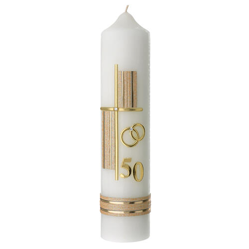 Kerze zur goldenen Hochzeit mit Kreuz, 265x60 mm 1