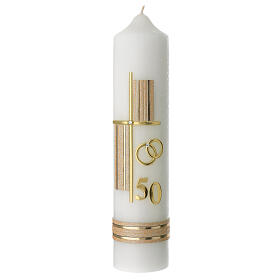 Golden anniversary candle, cross, 265x60 mm