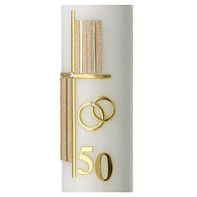 Golden anniversary candle, cross, 265x60 mm