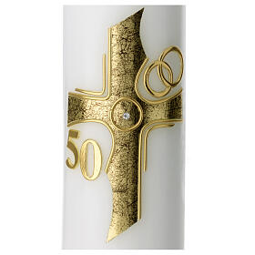 Golden anniversary candle, golden cross, 225x70 mm