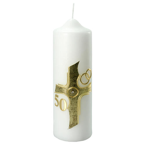 Golden anniversary candle, golden cross, 225x70 mm 1