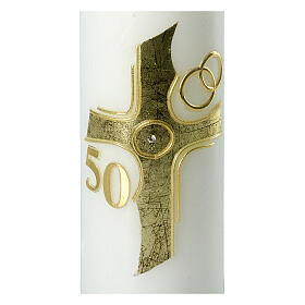 Vela cruz dourada Bodas de Ouro 50 anos 22,5x7 cm