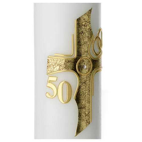Vela cruz dourada Bodas de Ouro 50 anos 22,5x7 cm 3
