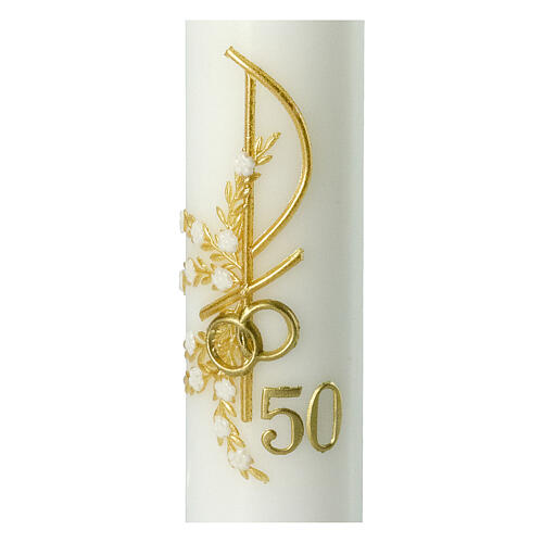 Golden anniversary candle, Chi-Rho and rings, 215x50 mm 2