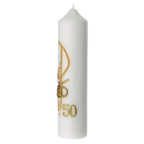 Golden anniversary candle, Chi-Rho and rings, 215x50 mm 3