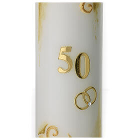 Golden anniversary candle, interlaced rings, 220x60 mm