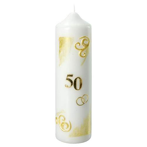 Golden anniversary candle, interlaced rings, 220x60 mm 1