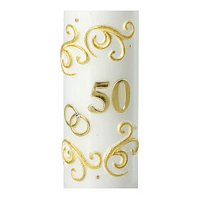 Kerze zur goldenen Hochzeit mit Eheringen, 165x50 mm