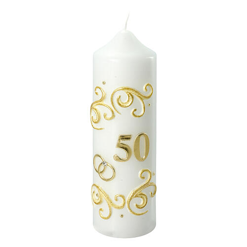 Golden anniversary candle, golden rings, 165x50 mm 1