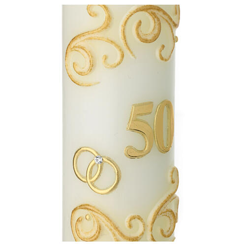 Golden anniversary candle, golden rings, 165x50 mm 2