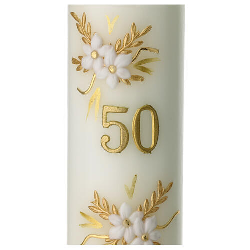 Kerze zur goldenen Hochzeit mit Blumen Dekorationen, 165x50 mm 2