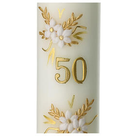 Bougie 50 noces d'or fleurs 165x50 mm