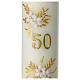 Candela 50 nozze oro fiori 165x50 mm s2