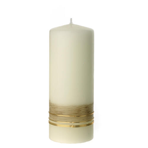 Candela avorio 60 dorato strass 150x60 mm 3