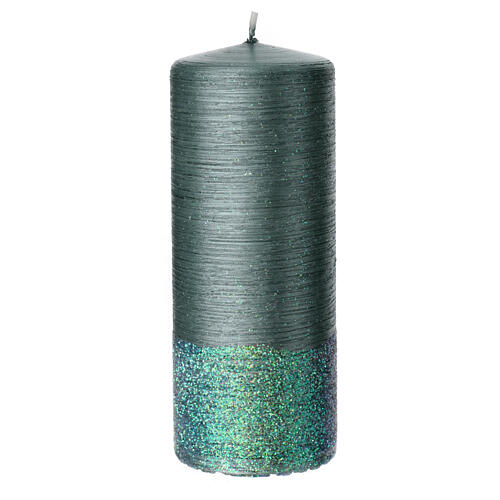 Green satin candle, silver 50, 150x60 mm 3