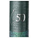 Green satin candle, silver 50, 150x60 mm s2