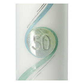50th anniversary candle green silver 175x70 mm