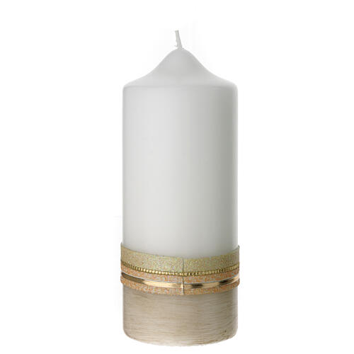 Candle 75 years, beige and gold, rhinestones, 175x70 mm 3