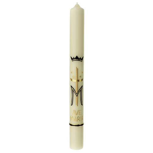 Marian candle, blue and golden monogram, 600x60 mm 1