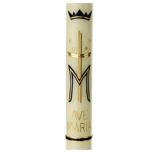 Marian candle, blue and golden monogram, 600x60 mm 2