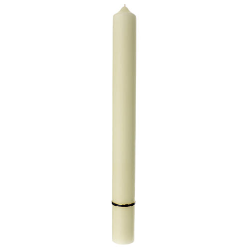 Świeca Maryjna z monogramem niebieskim i złotym 600x60 mm 3
