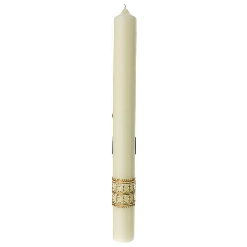 Ave Maria Marian candle in blue and gold with stars 60x6 cm 5