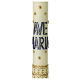Ave Maria Marian candle in blue and gold with stars 60x6 cm s2