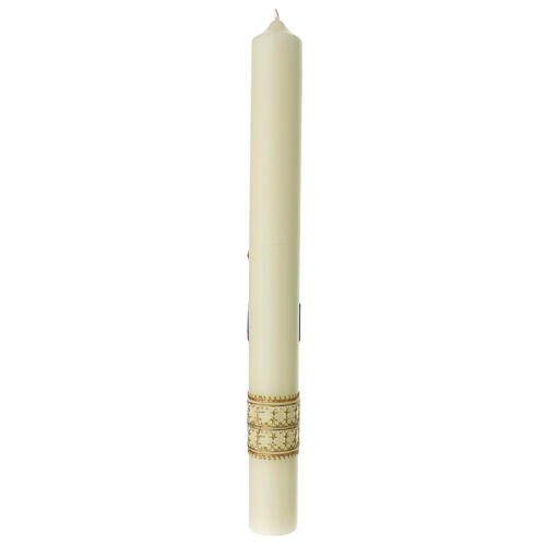 Świeca Maryjna Ave Maria niebieski złoty i gwiazdy 600x60 mm 5