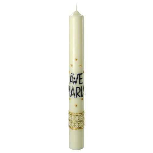 Marian candle Ave Maria blue gold stars 600x60 mm | online sales on ...