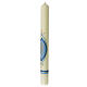 Marian candle with light blue decoration, cross and stars, 600x60 mm s3