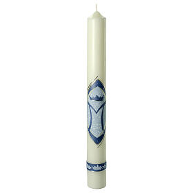 Kerze mit Krone blau, 600x60 mm