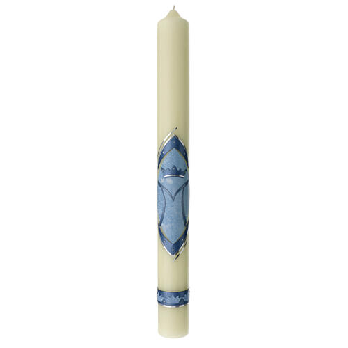 Light blue Marian candle with blue crown 60x6 cm 1