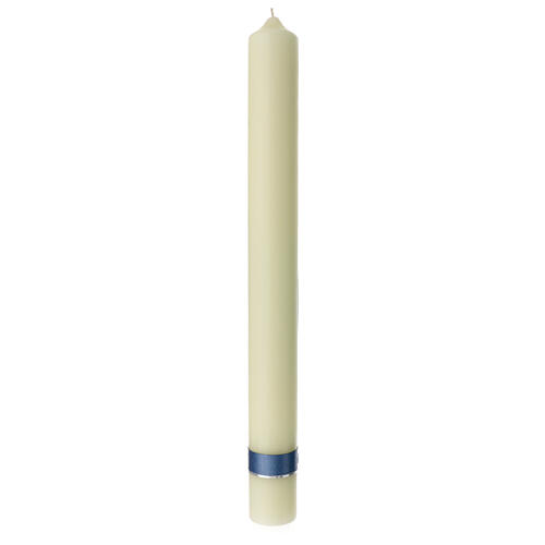 Light blue Marian candle with blue crown 60x6 cm 3