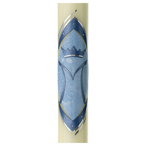 Light blue Marian candle with blue crown 600x60 mm 2