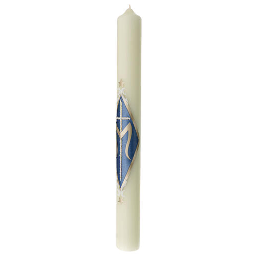 Marian candle with cross and golden M 60x6 cm 3