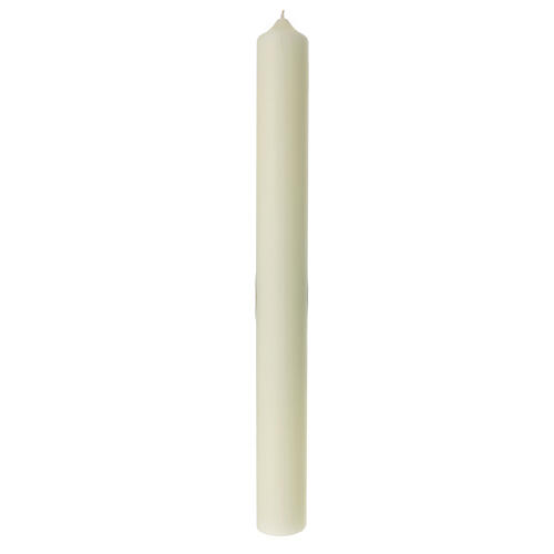 Marian candle with cross and golden M 60x6 cm 4