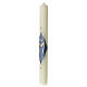 Marian candle with cross and golden M 60x6 cm s3