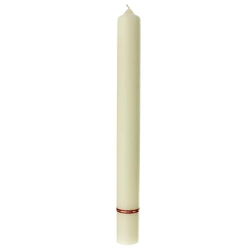 Marian candle with red cross and blue M 60x6 cm 3