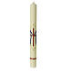 Marian candle with red cross and blue M 60x6 cm s1