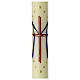 Marian candle with red cross and blue M 60x6 cm s2