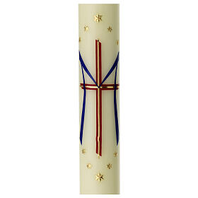 Cirio Mariano cruz roja M azul 600x60 mm