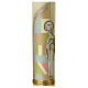 Candle with Mary in relief in coloured niche 60x8 cm s2