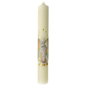 Candle with Virgin and Baby Jesus in relief 60x8 cm