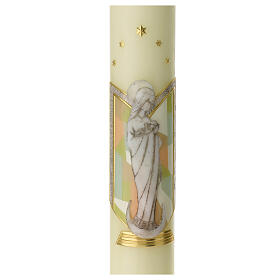 Candle with Virgin and Baby Jesus in relief 60x8 cm