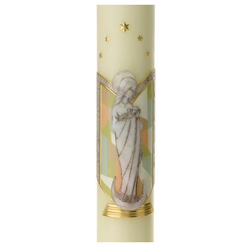 Candle with Virgin and Baby Jesus in relief 60x8 cm 2