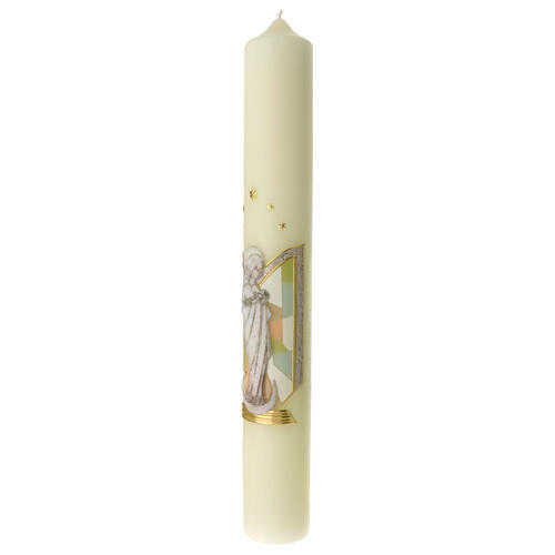 Candle with Virgin and Baby Jesus in relief 60x8 cm 3