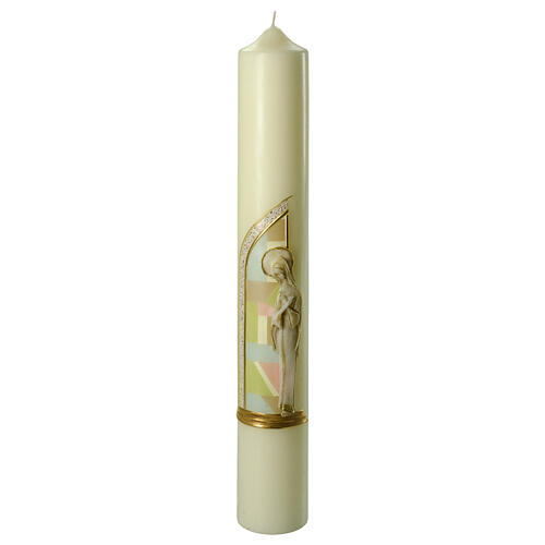 Círio Nossa Senhora em relevo decoração multicolorida 60x8 cm 1